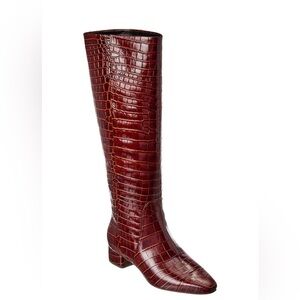 Veronica beard Cecile Croc-Embossed Leather Knee-High Boot 10